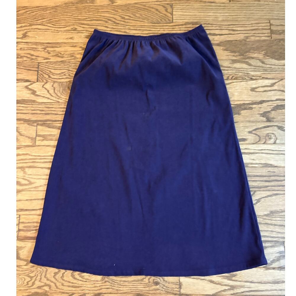 White Stag Maxi Solid Petite Size Large Minimalist Blue Elastic Waist‎ 32 W